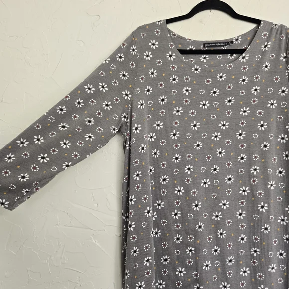 Gudrun Sjödén Floral Jersey Gray White Yellow Dress, XL - Picture 5 of 12